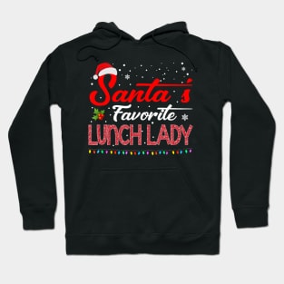Santa's Favorite Lunch Lady Christmas Santa Hat Lights Hoodie